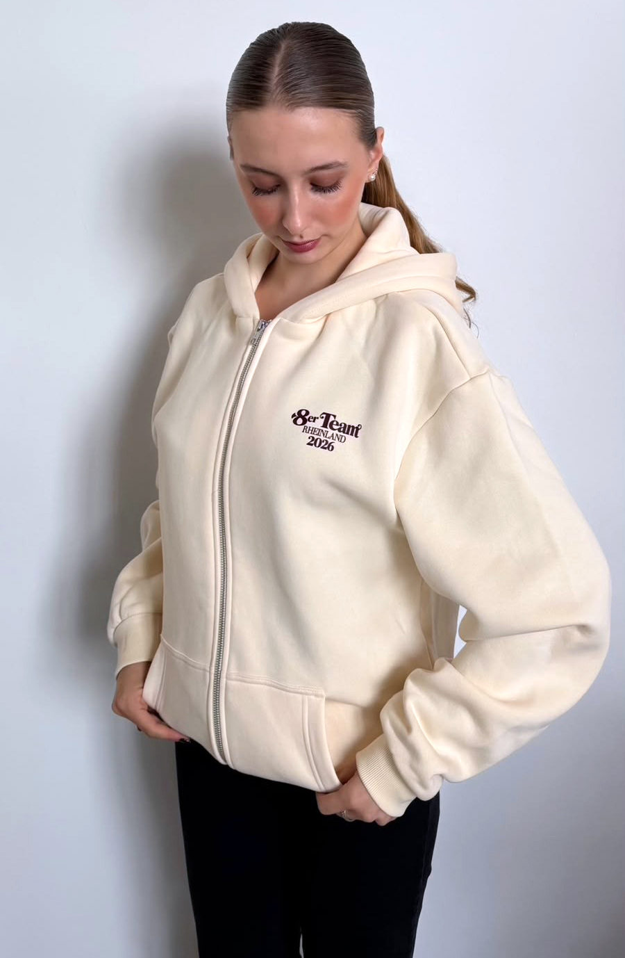 8er Team Zip-Hoodie oversize White Sand Unisex S